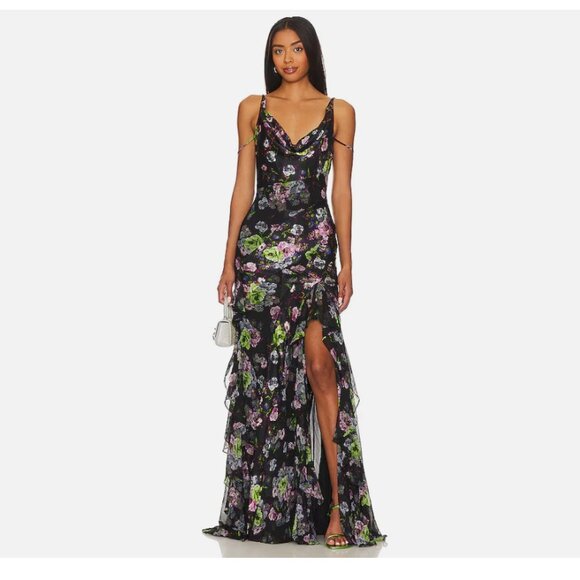 Cinq a Sept Midnight Floral Bloom Isla Gown - Picture 1 of 13